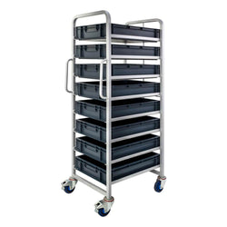 Topstore ECT/8X6412/BC Euro Tray Trolley, supplied with 8x 22L Euro containers