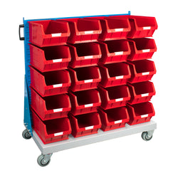 Mobile Louvred Trolley Bin Kit 011510B,  Single Sided c/w 20x TC5 Red bins