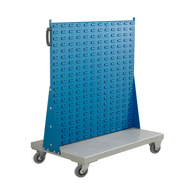 Double Sided mobile Louvre Trolley 010455NXT, suitable for use with most brands of plastic storage bins. 