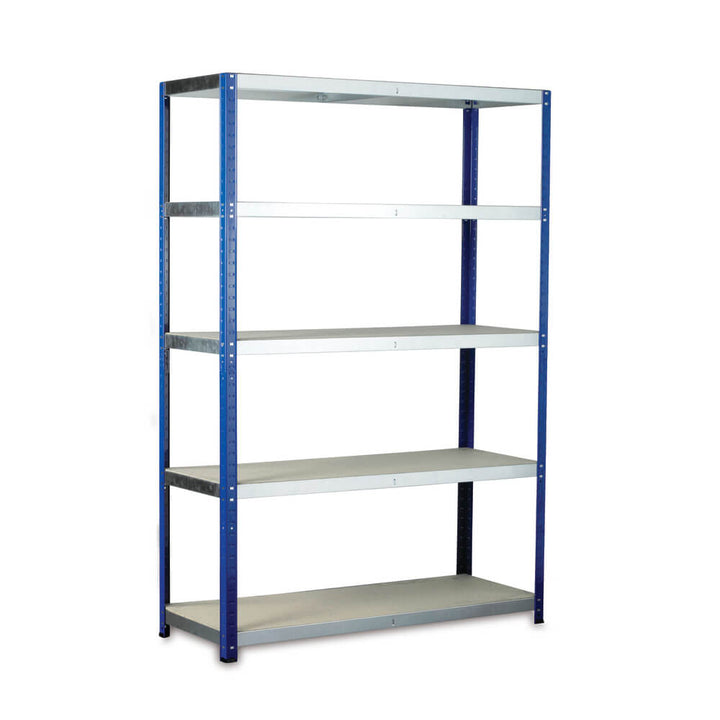 441245, Eco-Rax budget shelving bay. 1800x1200x600mm c/w 5 chipboard shelves.