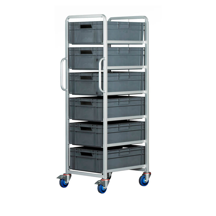 Topstore ECT/6X6420/BC Euro Tray trolley, supplied with 6x 40L Euro containers