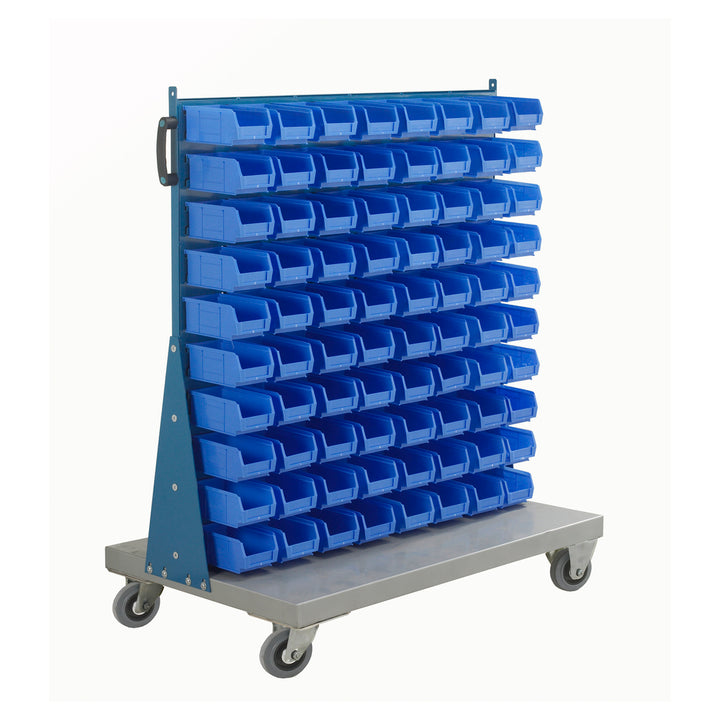 Mobile Single Sided Louvre Trolley c/w 80x TC2 Blue bins, Topstore 011504C