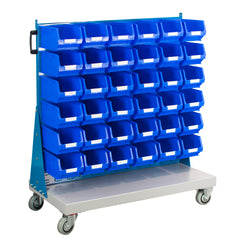 Single Sided Mobile Louvre Trolley c/w 36x TC3 Blue bins, Topstore 011506C