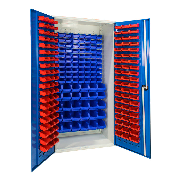 Louvred Container Cabinet c w 120 x TC1 80 x TC2 30 x TC3 Bins Storage Bins