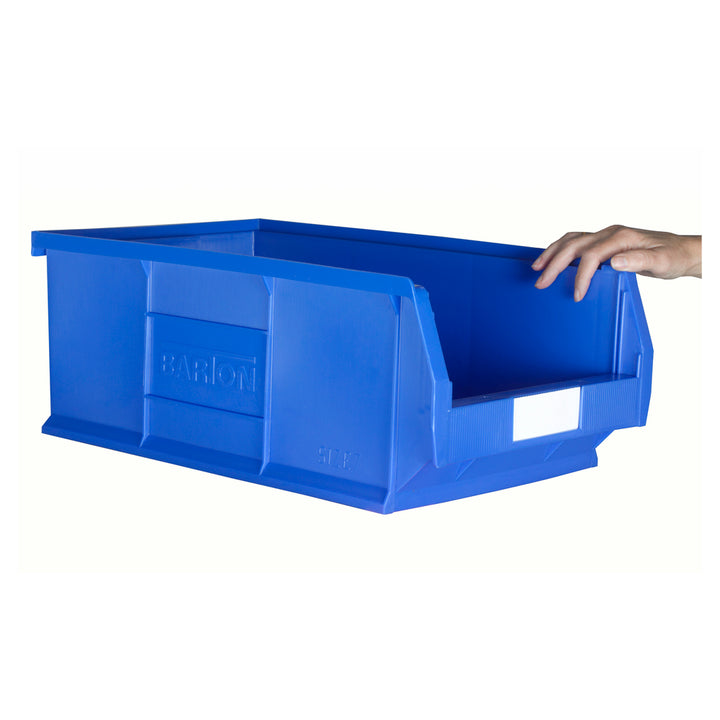 010071  TC7 Barton bin in blue with hand for scale