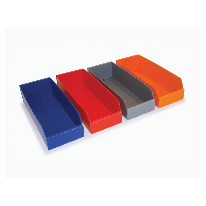 TPA4515 Kbins, 450 x 150 x 100mm high. Available in four colours, manufactutred in Polypropylene and supplied flatpack.