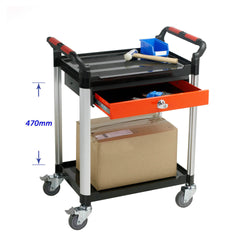 2 Shelf Utility Tray Trolley with 2 Drawers