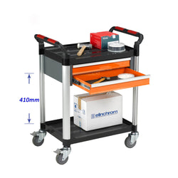 2 Shelf Utility Tray Trolley with 1 Drawer